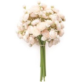 Floroom Floroom Ranunculus Artificial Flowers 18 Pcs Champagne Faux Silk Mini Ranunculus Bulk Fake Wedding Filler Flowers for DIY Cream Bouquets, Centerpieces, Bridal Shower Decorations & Arrangements