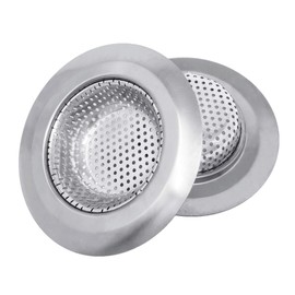 Makerstep 2 Pack of Stainless Steel Sink Drain Strainer Baskets 4.5 Inch Diameter. Kitchen Stopper. For Dishes, Garbage Disposal, Large Wide Rim Prevents Clogged Drains Catcher. Fine Mesh.