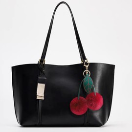 Cherry Keychain Bag Charms Purse Charm for Handbags, Cute Fluffy Pom Pom Key Chain for Bag Accessories Car Decoration, Perfect for Purses,Tote Bags,Backpacks, Keyring- Ideal Gift for Women and Girls