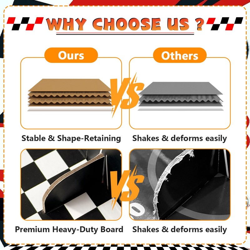 3-Tier Racing Car Theme Cardboard Cupcake Stand, Reusable Round Cupcake