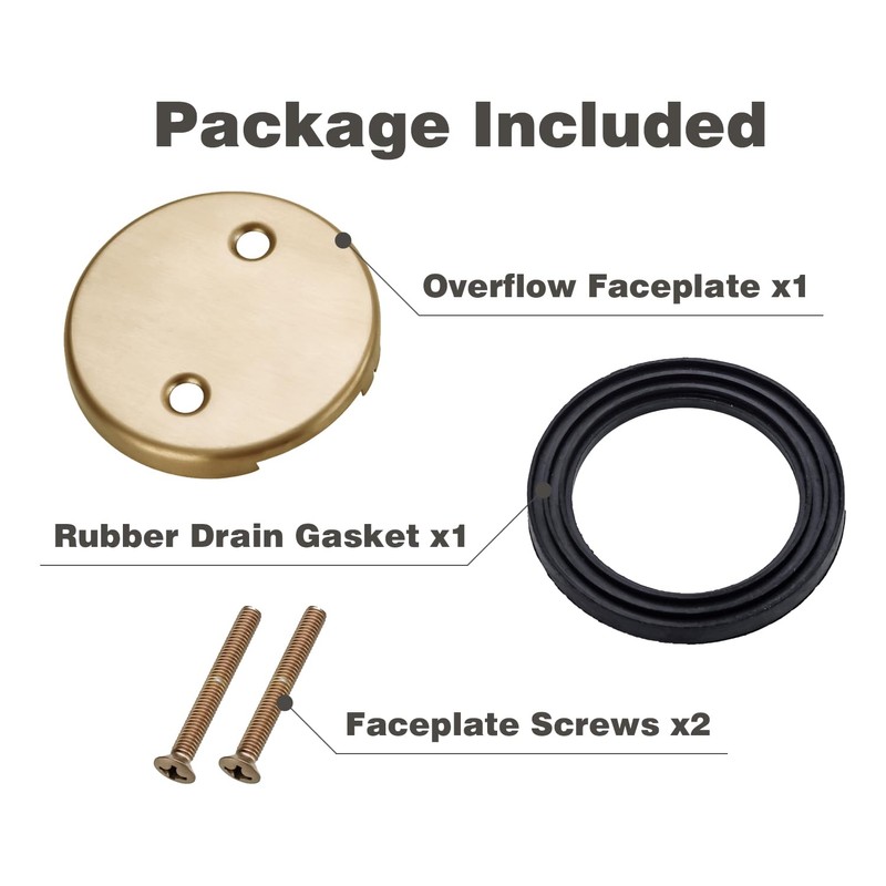 Two Hole Bathtub Overflow Plate and Screws, Champagne Bronze