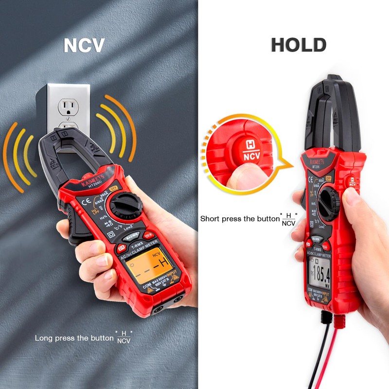 KAIWEETS HT206D Digital Clamp Meter T-RMS 6000 Counts, Multimeter Voltage