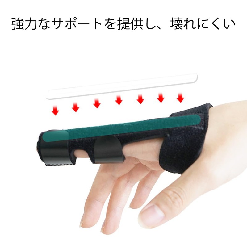 指サポーター 理学療法士推薦 固定プレート入り 全指対応 左右兼用 フィンガーラップ 三点固定タイプ 指の痛み緩和 捻挫・ストレインケア ブラック