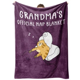 Grandma Gifts, Grandma Birthday Gifts, Flannel Blanket Grandmas Gift for Mothers Day Thanksgiving Christmas, Soft Throw Blankets for Grandmas, 50" x 60" Purple