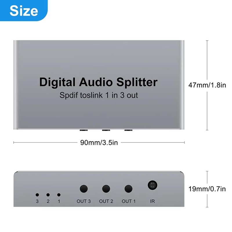 ZENWORYS Digital Optical Splitter SPDIF TOSLINK Digital Optical Audio Splitter
