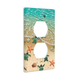 Bimrahy Beach Turtle 2 Gang Single Duplex Wall Plate Electrical Outlet Covers Standard Size 2.76 X 4.5 Durable for Multiple Locations (wlpt01)