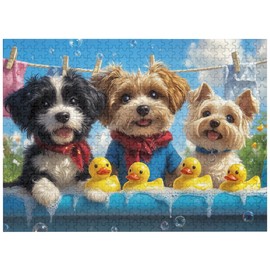 500-Piece Cute Puppies & Ducks Puzzle, Joyful Animal Jigsaw for Adults, Vibrant Artwork for Family Fun, Stress Relief & Present(20.5" x 15")