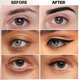 GEUUFEA 12 Pcs Dual Color Eyeliner Pencil Set, Highlighting and Concealing Pen for Dark Circles, Matte Waterproof Brow Pencil, Long Lasting Eye Liner Makeup Kit for Women's Makeup