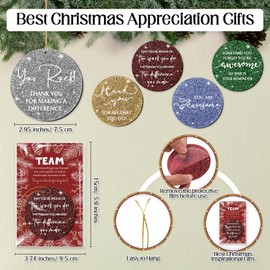 Vercraft 20 Set Christmas Thank You Ornaments 5 Styles Xmas Employee Appreciation Gifts Shiny Acrylic Christmas Hanging Ornament with Thank You Cards for Christmas Nurse Coworker Team Gift