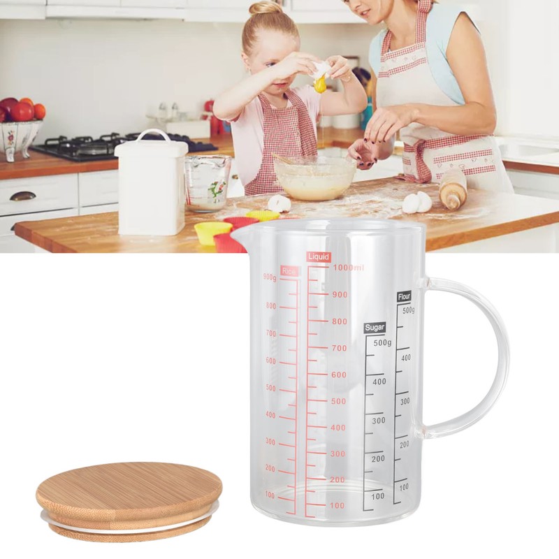 Glass Measuring Cup V Shaped Nozzle Clear Scale Comfortable Grip