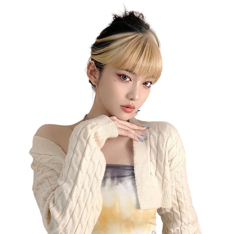 3D structure colorful bangs wig extension one touch point wig