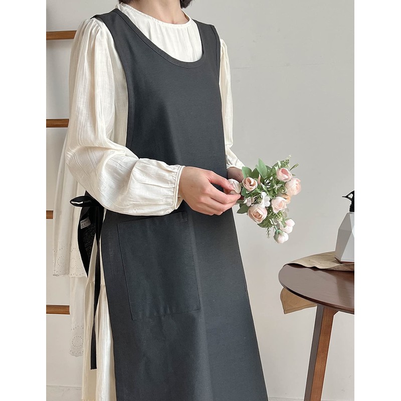 Nanxson Women's Cotton Linen Apron Cooking Apron Printed Kitchen Apron