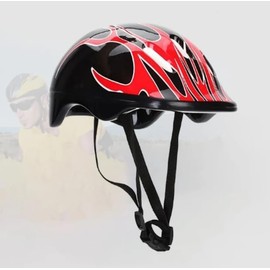 Child Bike Helmet, Lightweight Design, 58-61 cm Adjustable Size, 11 Vent Comfort Padding, EPS Safety Shell (Black and Red)