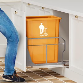 YJHome Pull Out Trash Can Under Cabinet with Push to Open Slides, Garbage Can Not Included, Cabinet Trash Can Pull Out Kit with Door Mounting Kit, Requires Minimum Cabinets Opening 15" W