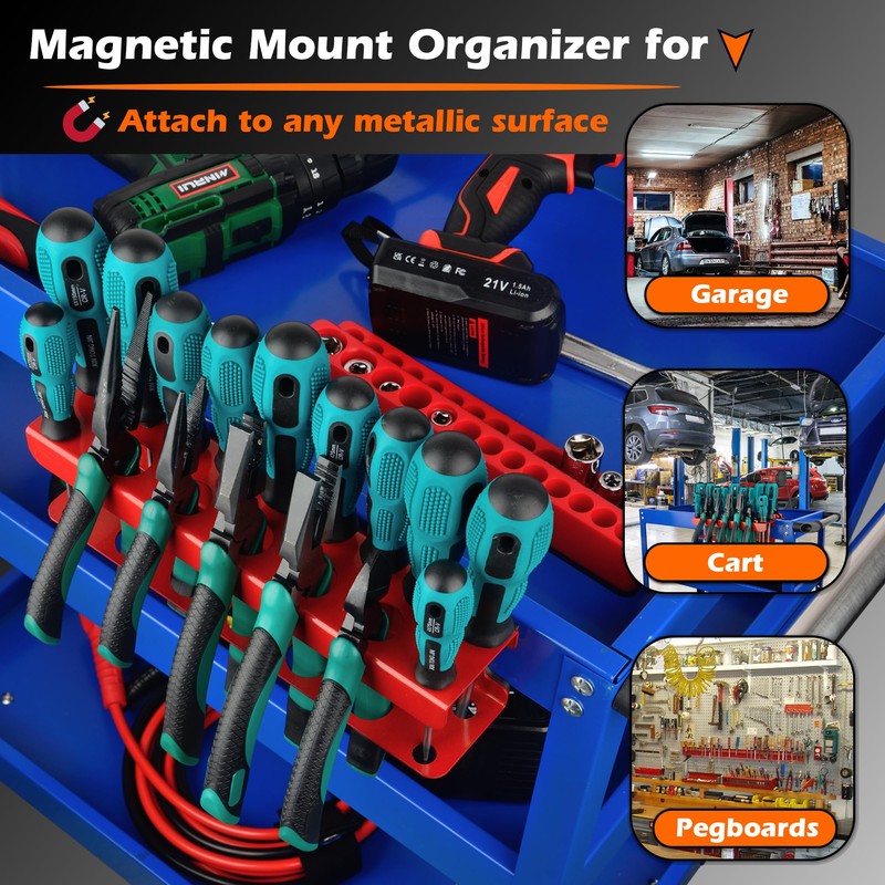 ULIBERMAGNET Magnetic Screwdriver Holder,Heavy Duty Pliers Metal Organizer Rack,Wall Mount