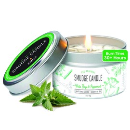 SOUL STICKS Smudge Candle for Cleansing House, Meditation, Chakra Healing, Aromatherapy | 3.5 Ounce Smudge Candle for Spiritual Cleansing (White Sage & Peppermint)