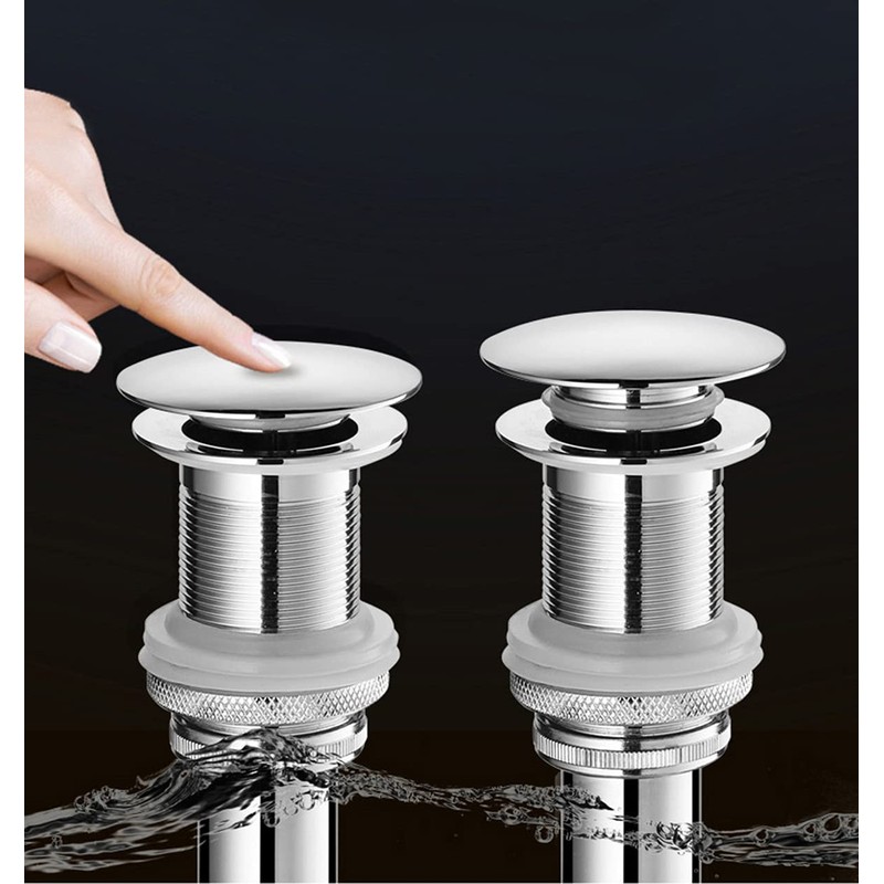 Vessel Sink Drain Stopper Chrome Solid Brass Bathroom Pop up