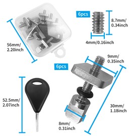 6 Pcs Surfboards Fin Screw, 1 Pcs Surfboard Fin Key, 6 Pcs Fin Grub Screws, Sup Fin Screws For Surfboard Tail Flat Straight Brace Brackets, Long Board, Inflatable Sup, Paddle Boards, Surfboard Fin