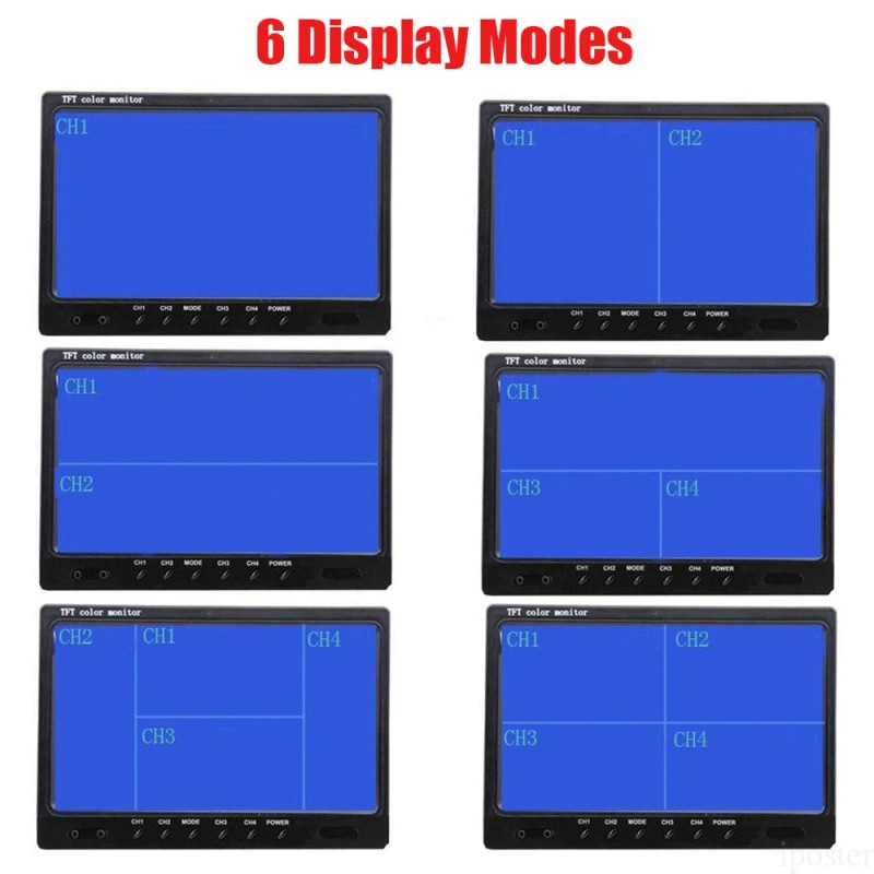 iPoster 9" QUAD SPLIT MONITOR SCREEN 2X REAR VIEW BACK