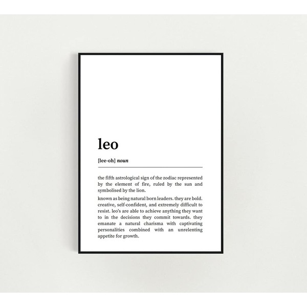 Black & White Poster Prints Unframed 5 (Leo Star Sign