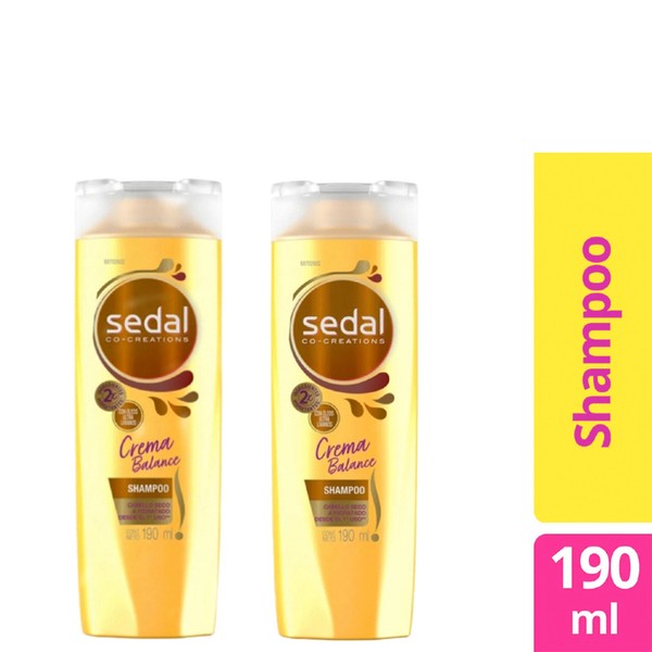Unilever Sedal Shampoo For Dry Hair Crema Balance Para Cabello Seco Fast Hydration, 190 ml / 6.4 fl oz (pack of 2)