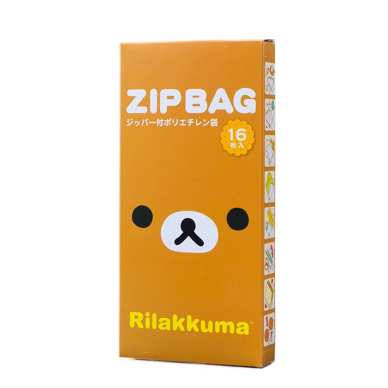 Iwatani Material Rilakkuma RK-1 Zip Bag, 16 Pieces