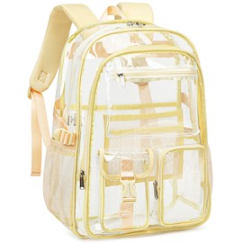 abshoo Large Clear Backpack For Girls Women School Bookbag Heavy Duty Transparent Backpack (Light Yellow)