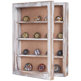 12x16 Shadow Box with Shelves and Magnetic Door, Large Shadow Boxes Display Cases with Removable Shelves, Shadow Box Multiple Shelves for Miniatures Medals and Collectibles-Vintage White…