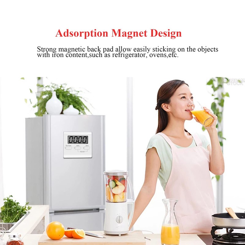 Small Digital Kitchen Timer Magnetic Back, Loud Alarm Reminder with