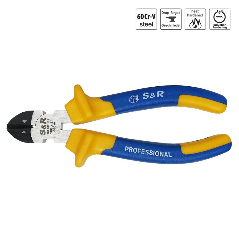 S&R Side cutter 180 x 24mm, Cr.-V with multi-component sleeves