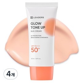 Leaders Glow Tone-Up Hybrid Sunscreen SPF50+ PA++++, 4 pieces, 50ml / 리더스 글로우 톤업 혼합자차 선크림 SPF50+ PA++++, 4개, 50ml