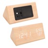 Triangular Digital Wooden Clock Time Date Temperature Humidity Display Alarm