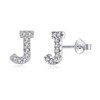 TIZU Initial J Stud Earrings for Girls Hypoallergenic S925 Sterling Silver Post White Gold Plated Alphabet Letter Earrings for Women kids Gifts