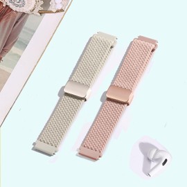 ZOCOVIN 2Pack Magnetic Braided Nylon Band Compatible With Garmin Venu 3S/Vivoactive 4S/Venu 2S/Vivomove 3S, 18mm Quick Release Stretchy Strap Replacement for Garmin Forerunner 255s/265S Women Men