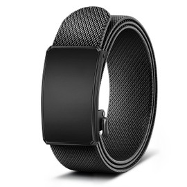 BULLIANT Men Stretch Belt,Adjustable Ratchet Nylon Belt Tactical for Men Casual Jeans Golf Work 1 3/8",Cut For Fit(Black,36"-40" Waist Adjustable)