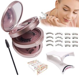 TOEECY Magnetische Wimpern Künstliche Wimpern Magnetisch Natürlicher Look Magnetwimpern Magnetische Wimpern mit Zange Bürste Wiederverwendbar Kein Kleber für Make up(Rosa)
