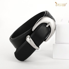 JASGOOD Women Leather Belt with Silver Buckle Fashion Women Belt Ladies Casual PU Leather Belt for Jeans Pants Dress