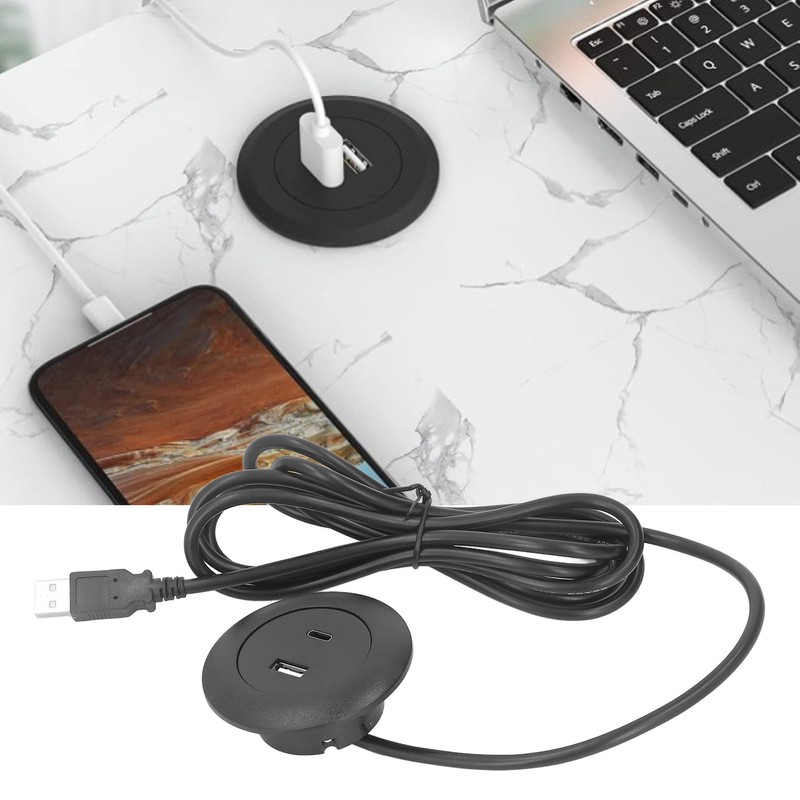 Embedded Charging Round Port Desktop Power Grommet for Sofas Tables