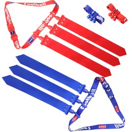 ANCKNE Flag Football Set, 2 Player Flag Football Belts for Kids/Youth/Adult, Includes 2 Adjustable Belts, 6 Flags, Strong Buckle Belt for Kids Players of Flag Football (3 Red & 3 Blue Flags)
