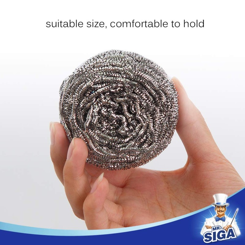 MR.SIGA Stainless Steel Scourer, Pack of 6, 30g