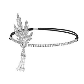 Nisorpa 1920s Flapper Headband Great Gatsby Inspired Leaf Crystal Headpiece Headband Accessories for Women