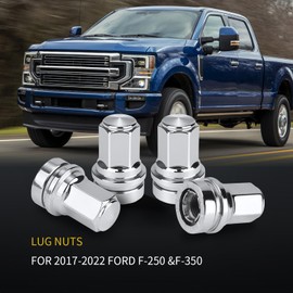 32 Pcs M14x1.5 One-Piece Design Chrome Lug Nuts for 2017-2025 Ford F250 F350 Super Duty HCPZ-1012-B HCPZ-1012-A (Chrome)