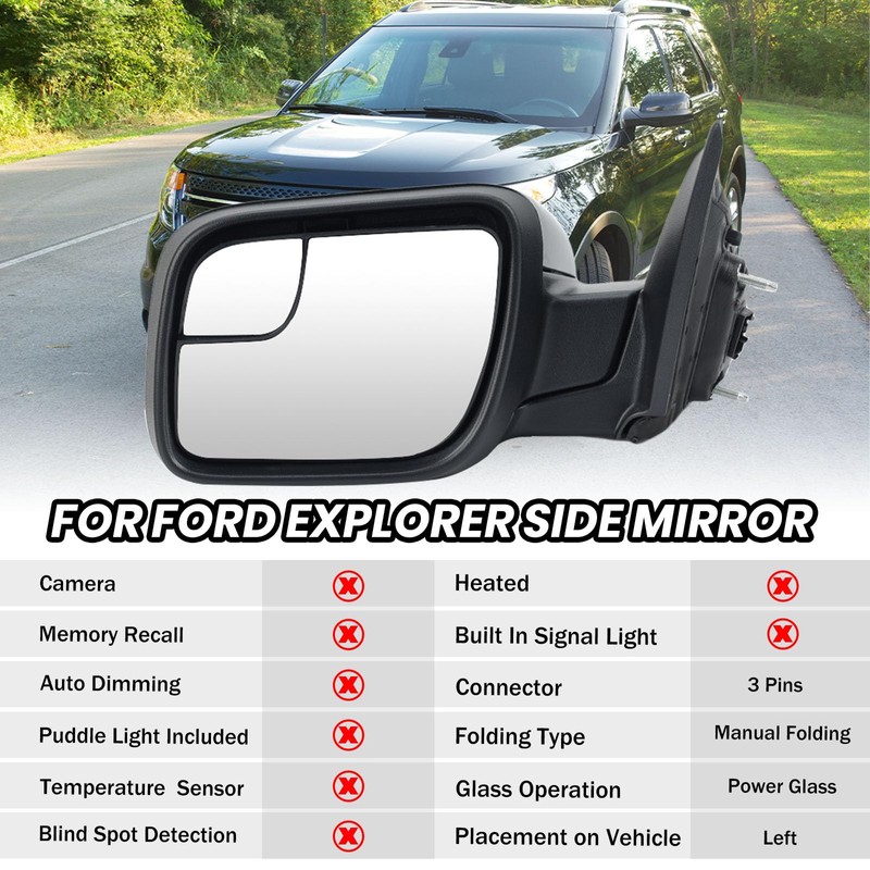 Left Driver Side Door Mirror Compatible with 2011 2012 2013