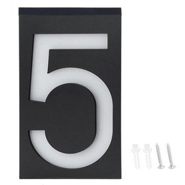Outdoor Solar Power LED Number Sign Light House Hotel Store Door Address Lights Plate(Numéro 5 )
