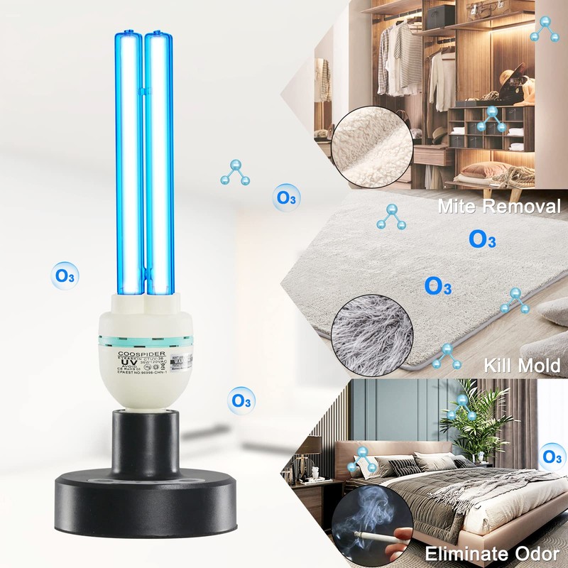 COOSPIDER UV Lamp w/Remote Control 36W UVC Light Bulb with