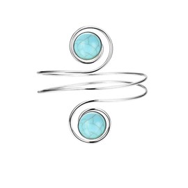 Caiyao Boho Upper Arm Bracelet Cuff Bangle Gold Silver Geometric Cuff Bracelets Mental Open Upper Arm Bangle Bracelet Adjustable Armband Jewelry for Women-Turquoise Silver