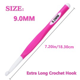 Hobekoee 9mm Large Crochet Hook,Big Crochet Hooks for Chunky Yarn,Extra Long Crochet Hooks with Soft Ergonomic Handle for Crocheting Yarn,Wool Roving