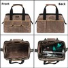 Tool Bag, Durable 16oz Waxed Canvas Wide Mouth Water-Resistant Electrician