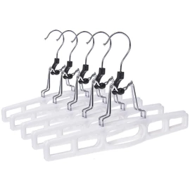 Quality Hangers 10 Pack Premium Skirt Hangers - Thin Space Saving Pant Hangers Set with Clamp, Shorts Hangers with Heavy Duty Locking Clasp, Multipurpose Jean Hangers Set - White