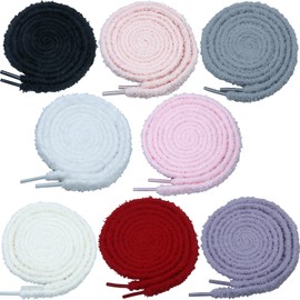 Apoukmty 8 Pairs Puffy ShoeLaces Flat Fuzzy Shoe Laces For Sneakers Shoe Decoration
